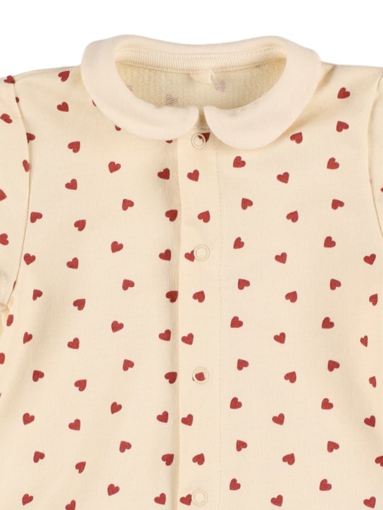 Petit Bateau: Heart printed cotton romper - Beige - kids-girls_1 | Luisa Via Roma