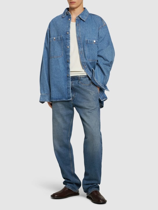 Hed Mayner: Cotton denim jeans - Blue - men_1 | Luisa Via Roma