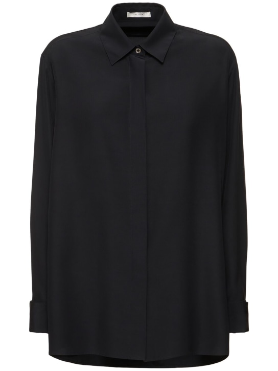 The Row: Sisella silk & wool twill shirt - Black - women_0 | Luisa Via Roma