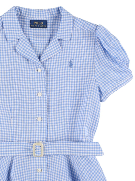 Polo Ralph Lauren: Robe chemise en lin avec ceinture - Bleu Clair - kids-girls_1 | Luisa Via Roma
