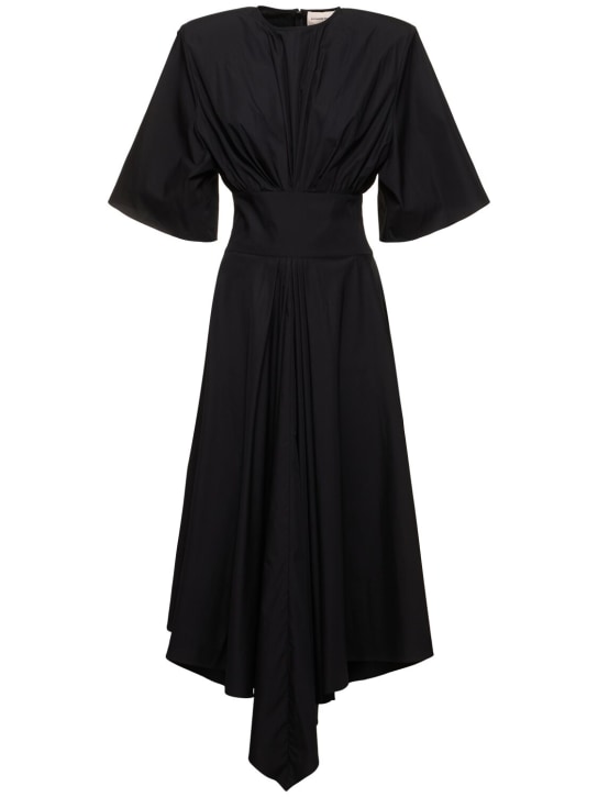 Alexandre Vauthier: Cotton poplin s/s flared midi dress - Black - women_0 | Luisa Via Roma