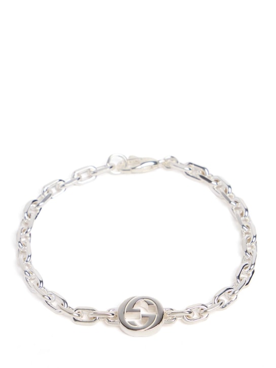 Gucci: Interlocking sterling silver bracelet - Silver - women_0 | Luisa Via Roma