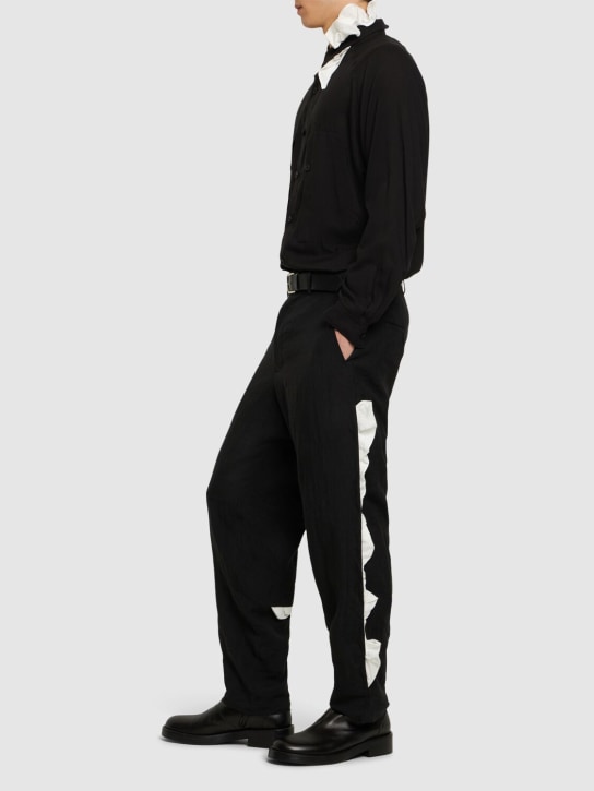 Yohji Yamamoto: Pantalon en lin A-deco - Noir - men_1 | Luisa Via Roma