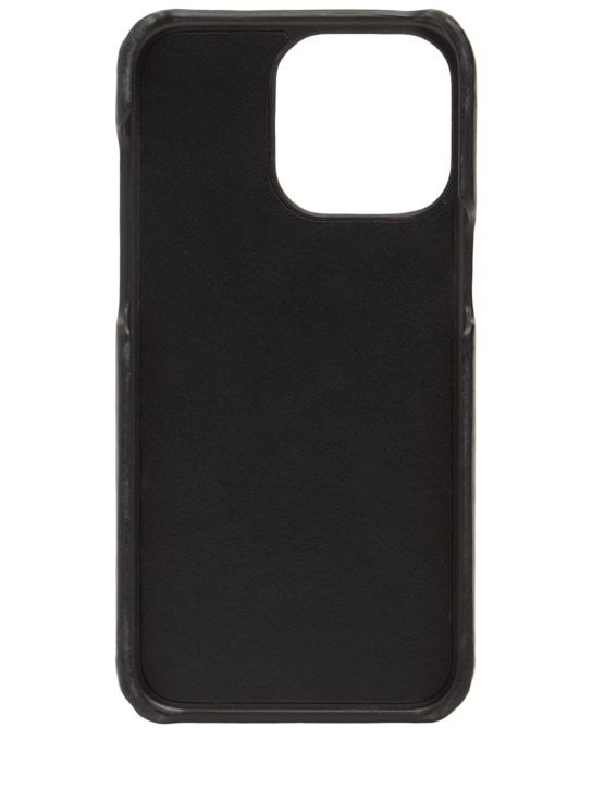 Bottega Veneta: Intrecciato leather iPhone 15 Pro case - Black - women_1 | Luisa Via Roma