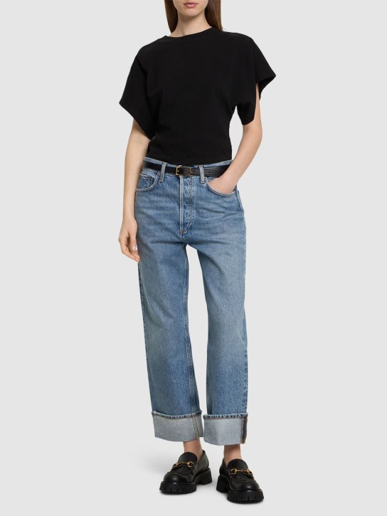 Agolde: Fran low rise wide jeans - Mavi - women_1 | Luisa Via Roma