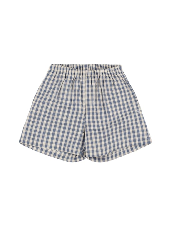 Konges Sløjd: Organic cotton seersucker shorts - Blue/White - kids-boys_0 | Luisa Via Roma
