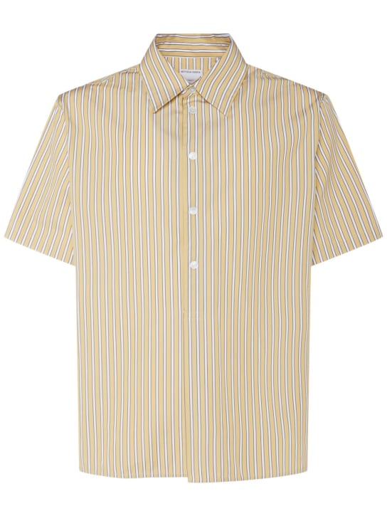 Bottega Veneta: Striped cotton poplin shirt - Yellow/White - men_0 | Luisa Via Roma