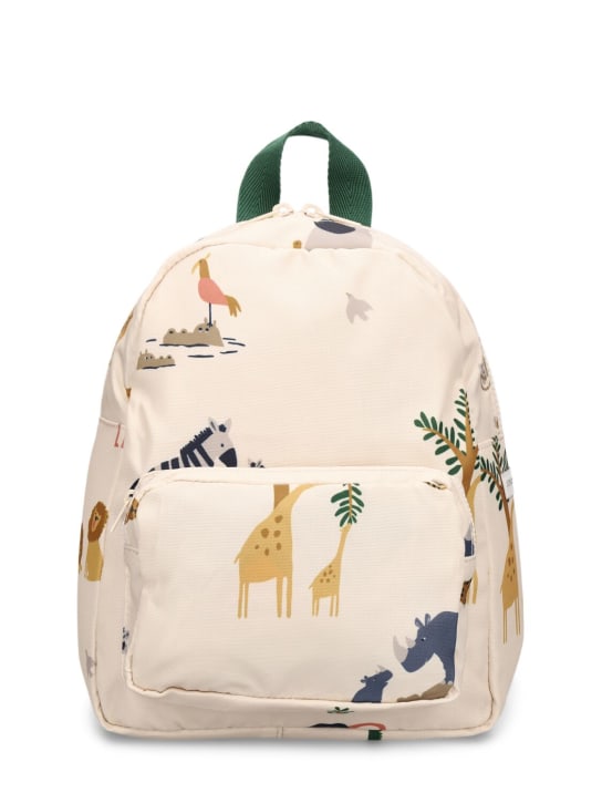 Liewood: Animal print recycled nylon backpack - Off White - kids-boys_0 | Luisa Via Roma