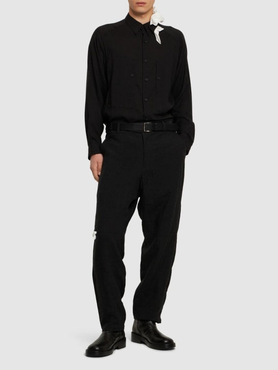 Yohji Yamamoto: A-unfixed shirt - Black - men_1 | Luisa Via Roma