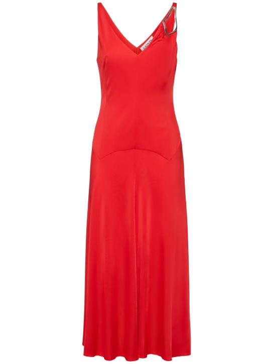 Lanvin: Embellished satin midi dress - Kırmızı - women_0 | Luisa Via Roma