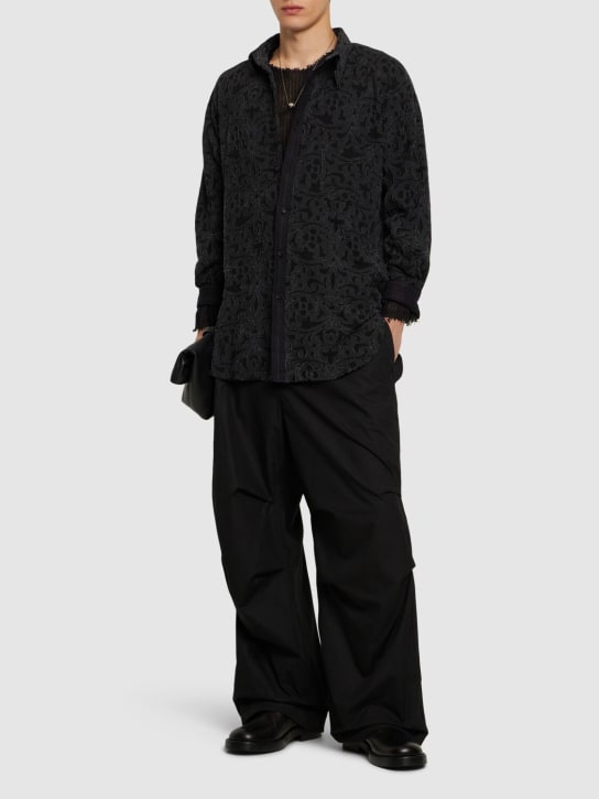 Yohji Yamamoto: A-JQ混棉衬衫 - 黑色 - men_1 | Luisa Via Roma