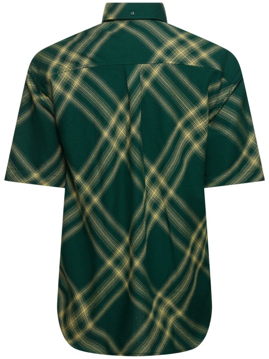 Burberry: Check wool short sleeve shirt - Primrose - men_4 | Luisa Via Roma