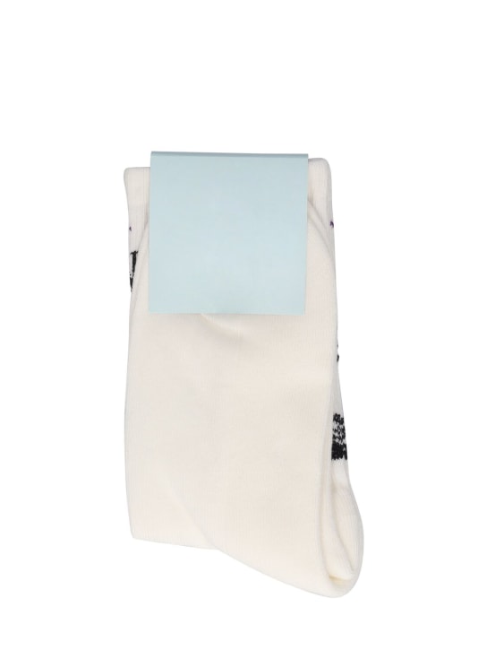 Lanvin: Calcetines de algodón - Blanco/Negro - men_1 | Luisa Via Roma