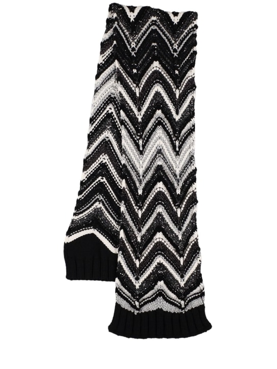 Missoni: Écharpe en maille de laine à motif zig zag - Noir/Blanc - kids-girls_0 | Luisa Via Roma
