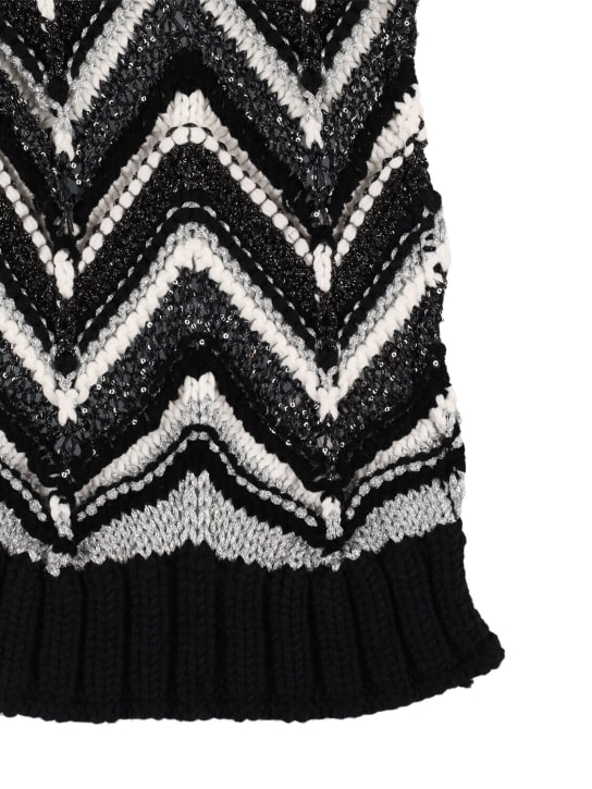 Missoni: Écharpe en maille de laine à motif zig zag - Noir/Blanc - kids-girls_1 | Luisa Via Roma