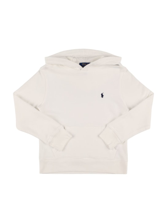 Polo Ralph Lauren: Logo embroidery cotton blend hoodie - White - kids-boys_0 | Luisa Via Roma