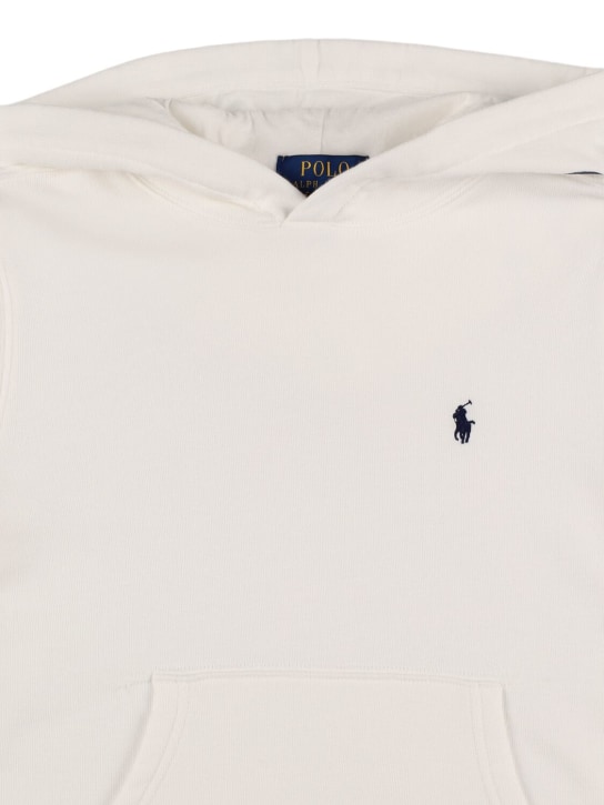 Polo Ralph Lauren: Sweat en coton mélangé à logo brodé à capuche - Blanc - kids-boys_1 | Luisa Via Roma