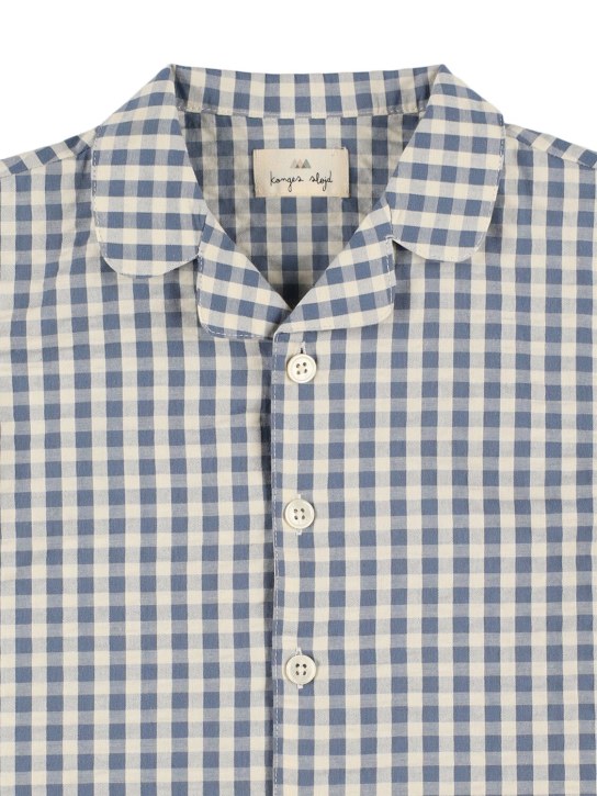 Konges Sløjd: Organic cotton seersucker shirt - Mavi/Beyaz - kids-boys_1 | Luisa Via Roma