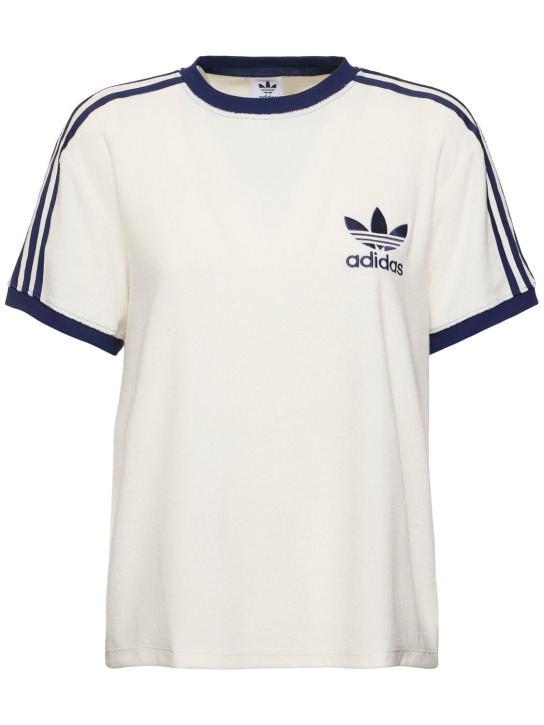 adidas Originals: T-Shirt aus Terry mit 3 Streifen - women_0 | Luisa Via Roma