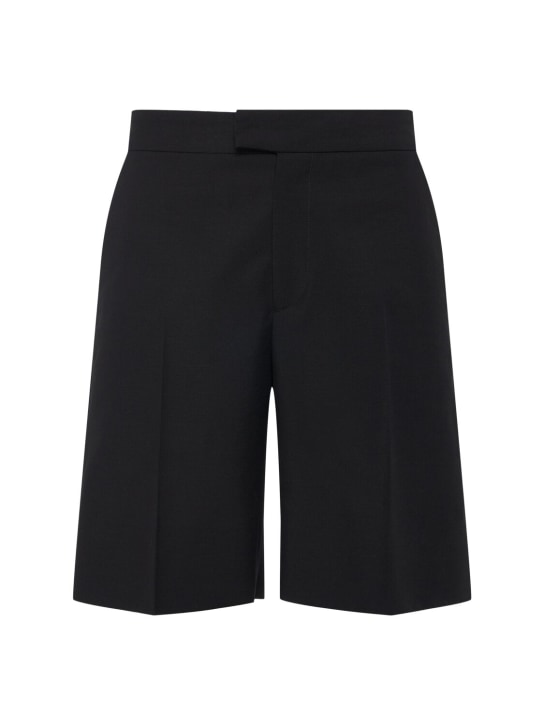 Alexander McQueen: Cotton & mohair shorts - Black - men_0 | Luisa Via Roma
