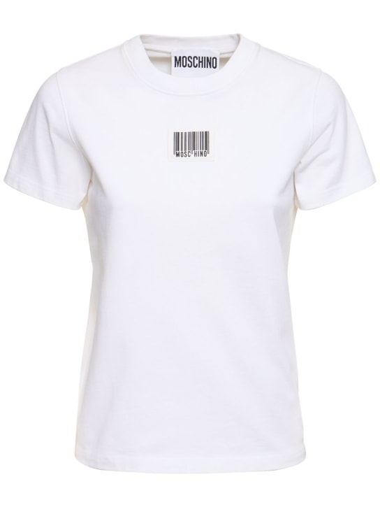 Moschino: T-shirt en jersey de coton - Blanc - women_0 | Luisa Via Roma