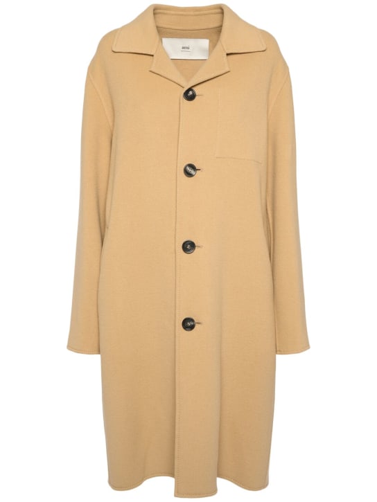 AMI Paris: Wool & cashmere car coat - Beige - women_0 | Luisa Via Roma