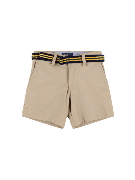 Polo Ralph Lauren: Shorts de sarga de algodón stretch - Caqui - kids-boys_0 | Luisa Via Roma