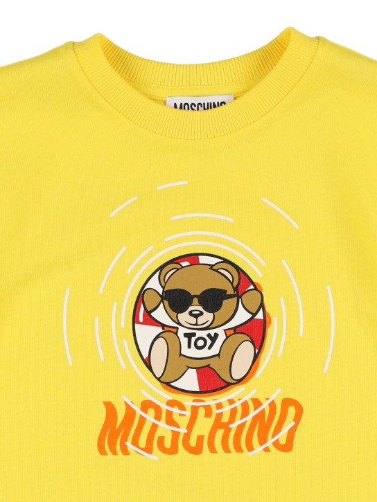 Moschino: T-shirt maxi in jersey di cotone con stampa - Giallo - kids-boys_1 | Luisa Via Roma