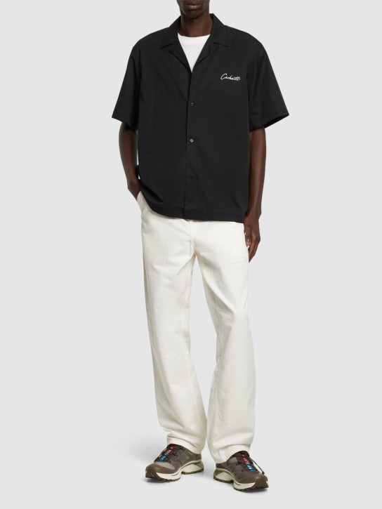 Carhartt WIP: Delray cotton blend short sleeve shirt - Black - men_1 | Luisa Via Roma