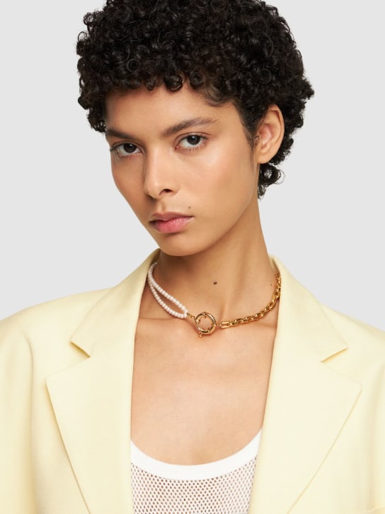 Timeless Pearly: Bicolor pearl collar necklace - Pearl/Gold - women_1 | Luisa Via Roma