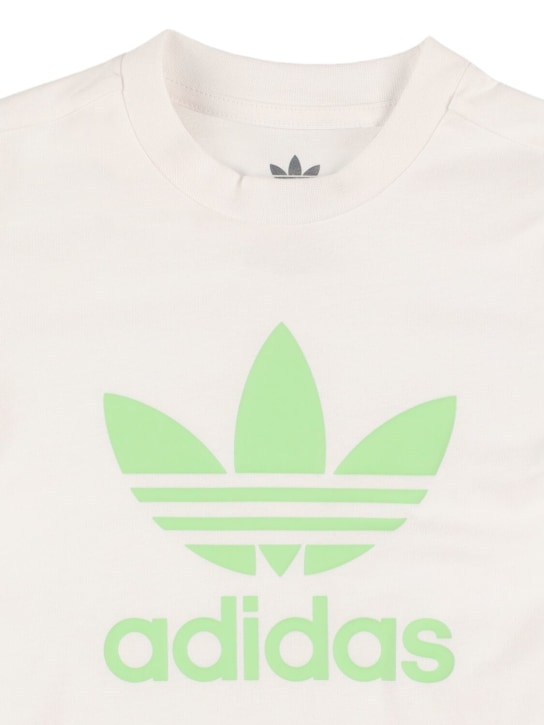 adidas Originals: Logo print cotton t-shirt & shorts - Light Green - kids-girls_1 | Luisa Via Roma