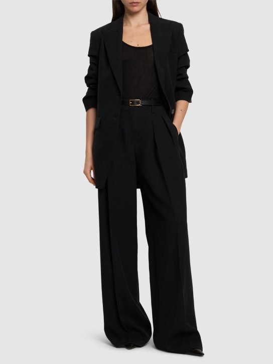 Michael Kors Collection: Pantalon ample en lin taille mi-haute - Noir - women_1 | Luisa Via Roma