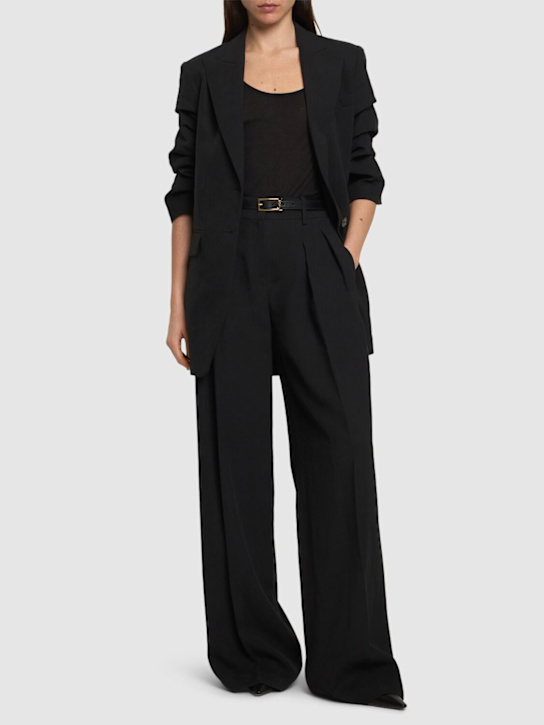 Linen mid rise wide pants - Thumbnail 2