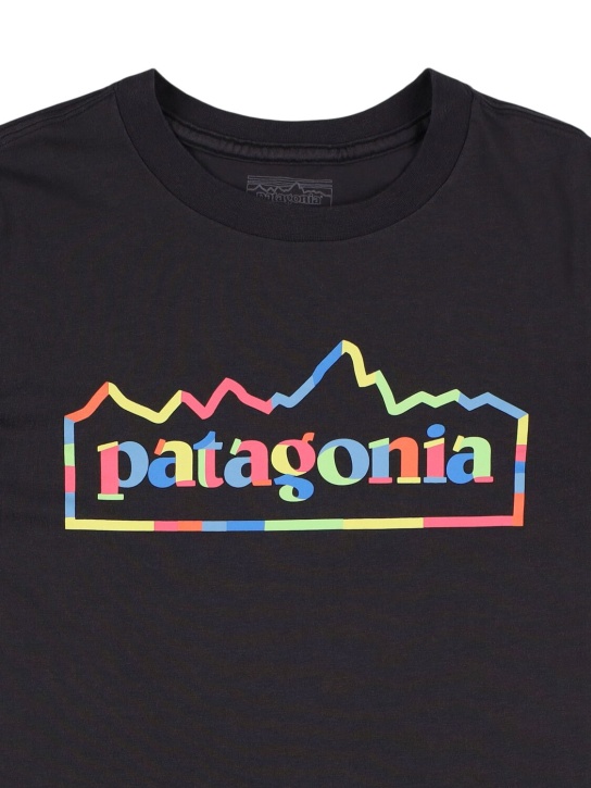 Patagonia: Printed organic cotton t-shirt - Black - kids-girls_1 | Luisa Via Roma