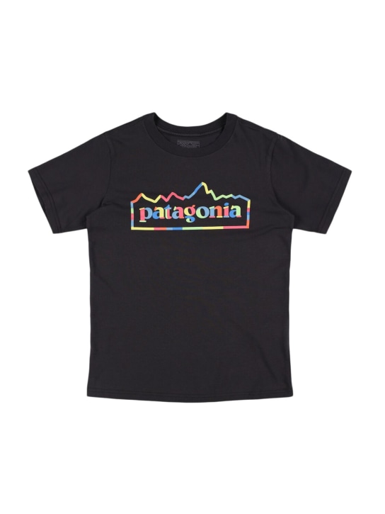 Patagonia: T-shirt en coton biologique imprimé - Noir - kids-girls_0 | Luisa Via Roma