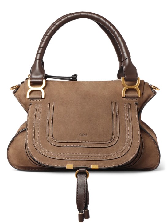 Chloé: Marcie nubuck leather top handle  bag - women_0 | Luisa Via Roma