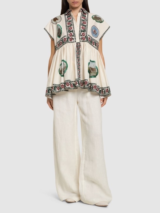 Giambattista Valli: Printed poplin shirt - Ivory/Multi - women_1 | Luisa Via Roma