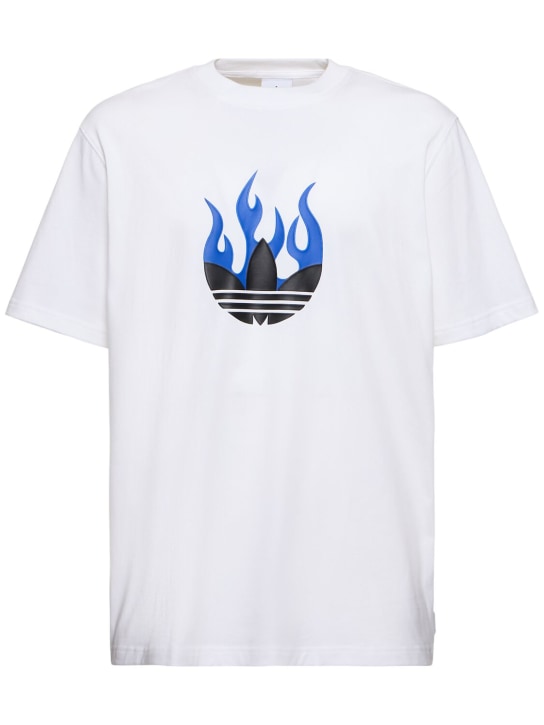 adidas Originals: Flame logo cotton t-shirt - Bianco - men_0 | Luisa Via Roma