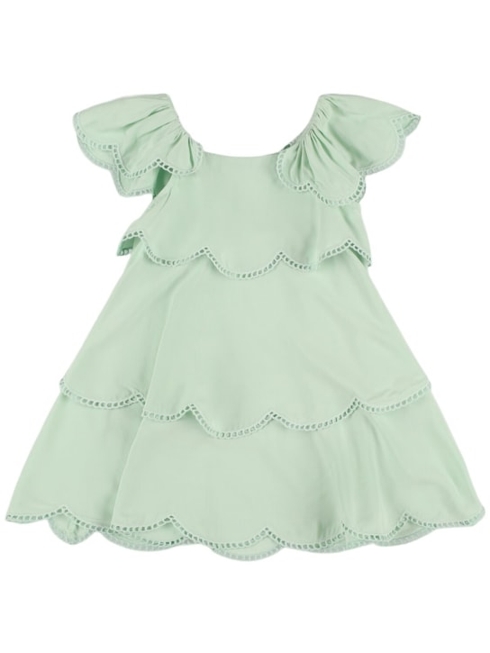 Stella Mccartney Kids: Tiered cotton poplin dress - Grün - kids-girls_0 | Luisa Via Roma