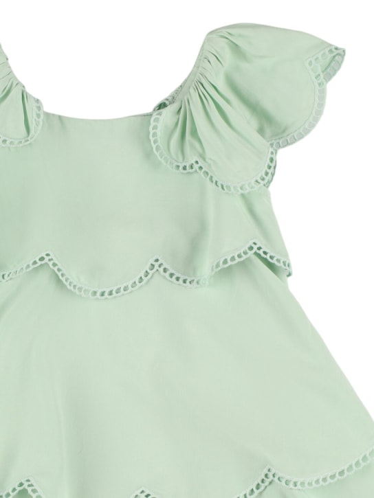 Stella Mccartney Kids: Tiered cotton poplin dress - Yeşil - kids-girls_1 | Luisa Via Roma
