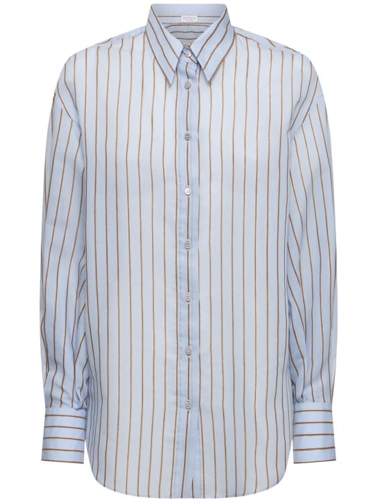 Brunello Cucinelli striped cotton-blend shirt - Grey