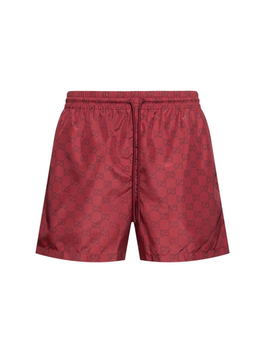 Gucci: Bañador shorts de nylon - Burdeos - men_0 | Luisa Via Roma