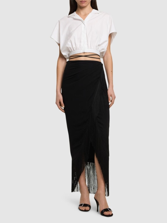 The Andamane: Jacky fringed silk midi wrap skirt - Siyah - women_1 | Luisa Via Roma