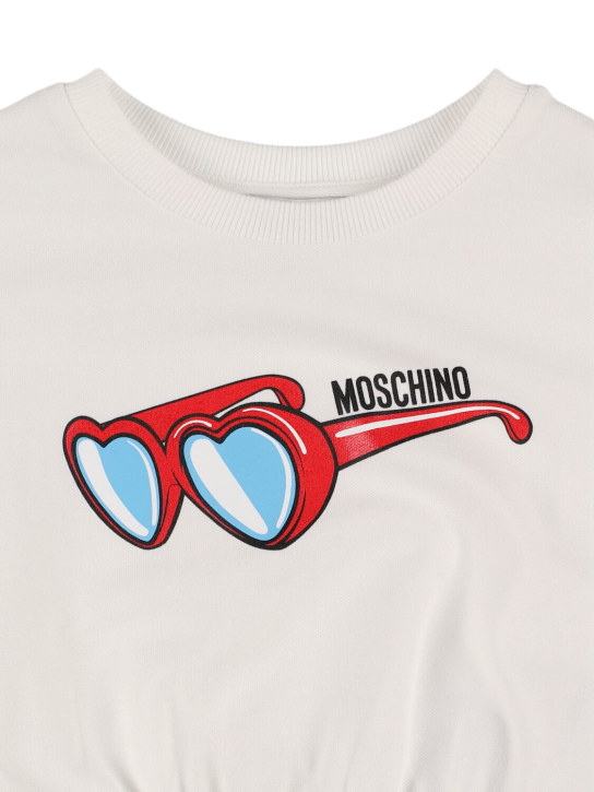 Moschino: Kürzeres T-Shirt aus Baumwollpiqué - Weiß - kids-girls_1 | Luisa Via Roma