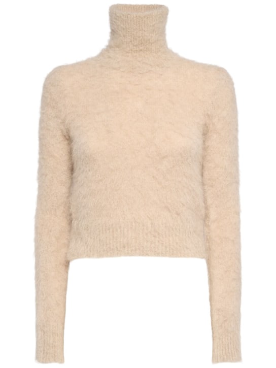 AMI Paris: Brushed mohair blend turtleneck sweater - women_0 | Luisa Via Roma