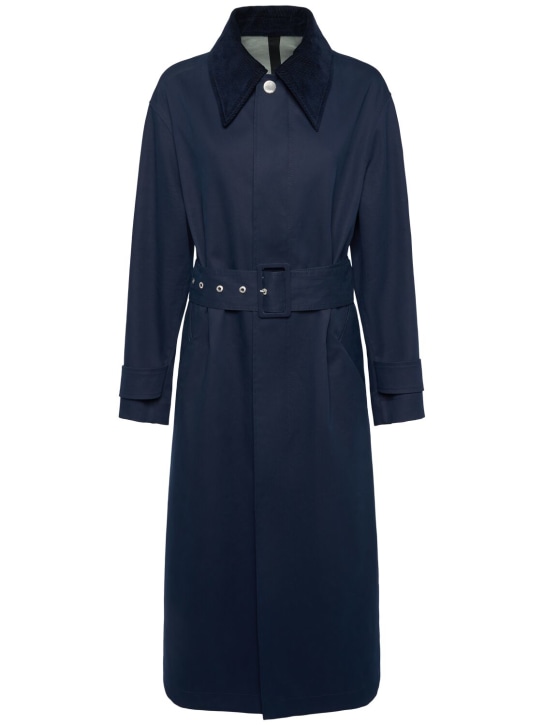 AMI Paris: Trench-coat en toile de coton avec ceinture - Bleu Marine - women_0 | Luisa Via Roma