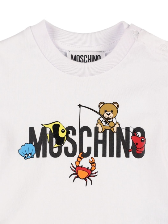 Moschino: T-shirt en jersey de coton & short - Vert Citron - kids-girls_1 | Luisa Via Roma