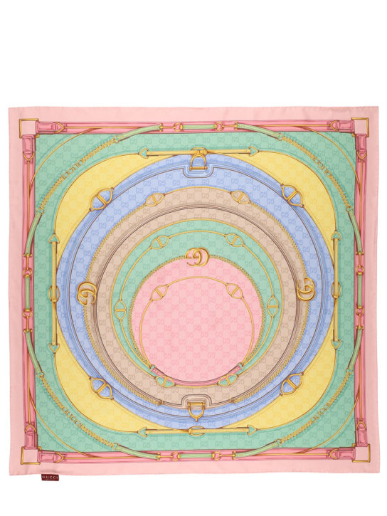 Gucci: Pañuelo de seda con estampado - Multicolor - women_0 | Luisa Via Roma