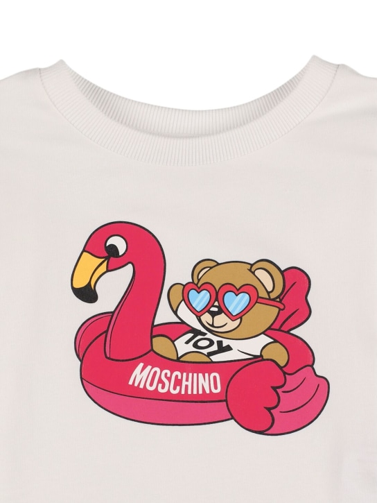 Moschino: T-shirt cropped in jersey di cotone - Bianco - kids-girls_1 | Luisa Via Roma