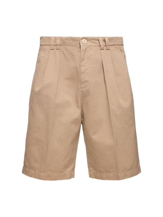 Brunello Cucinelli: Dyed cotton shorts - Brown - men_0 | Luisa Via Roma